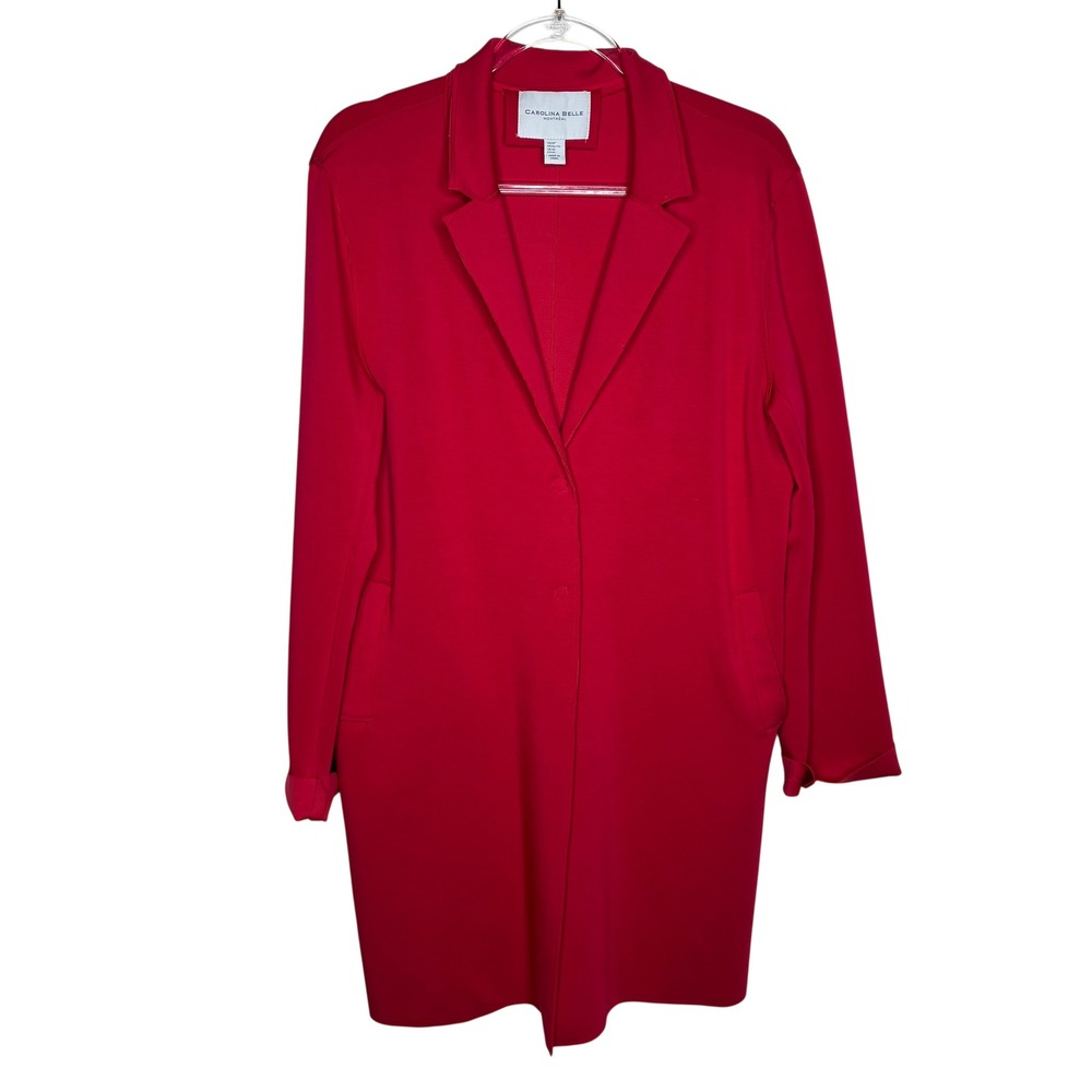 Carolina Belle Montreal Womens XL Hot Pink Longline Blazer Jacket Pocket Fuchsia